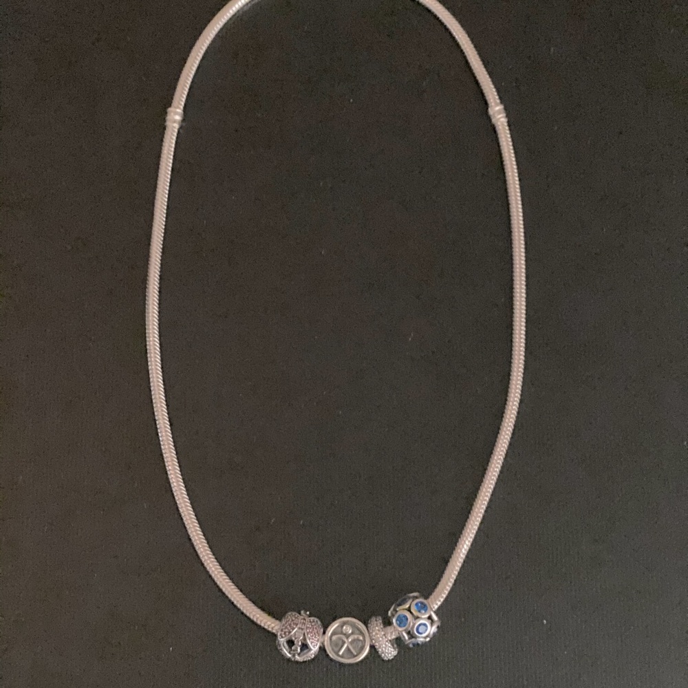 Pandora Snake Chain Necklace with 4 Charms